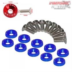 TORNILLO ACERO AVELLANADO M6X15 CON ARANDELA ALUMINIO AZUL