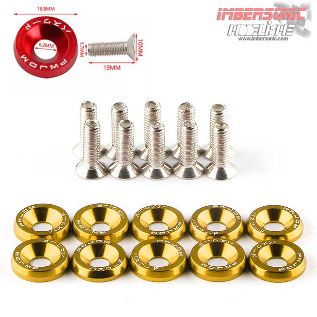 TORNILLO ACERO AVELLANADO M6X15 CON ARANDELA ALUMINIO ORO