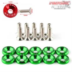 TORNILLO ACERO AVELLANADO M6X15 CON ARANDELA ALUMINIO VERDE