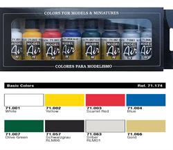 VALLEJO MODEL AIR SET COLORES BASICOS  8X17ML. REF. 71174