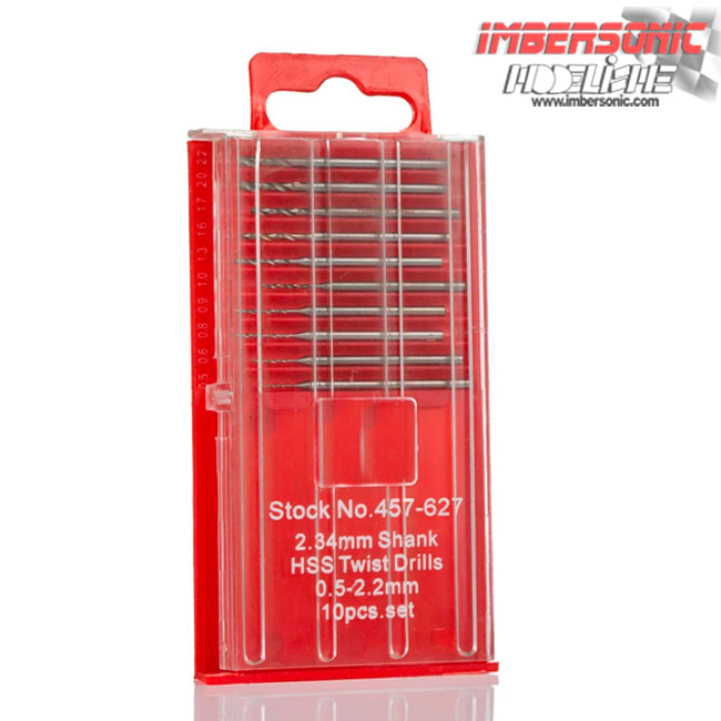 SET 10 BROCAS HSS PRECISION 0.5-0.6-0.8-1.0-1.2-1.3-1.5-1.6-2.0-2.2MM.