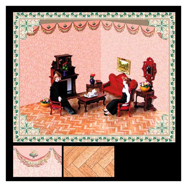 PAPEL PINTADO Y SUELO PARA CASA DE MUÑECAS REF.34451