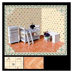 PAPEL PINTADO Y SUELO PARA CASA DE MUÑECAS REF.34459